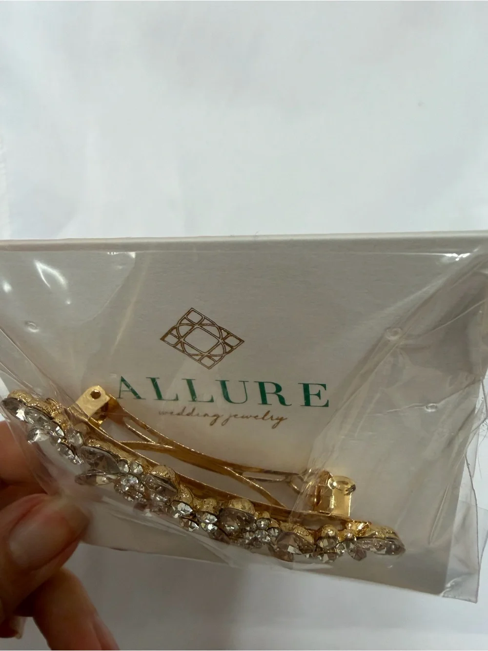 Allure Gold Floral Rhinestone Barrette